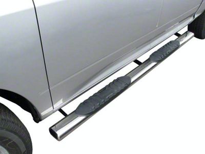 5-Inch Straight Oval Side Step Bars; Stainless Steel (19-24 Sierra 1500 Regular Cab)