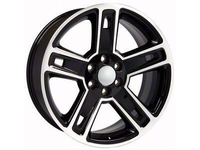 5-Spoke Style Black Machined 6-Lug Wheel; 22x9; 24mm Offset (14-18 Sierra 1500)