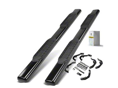 6-Inch Oval Straight Side Step Bars; Black (07-18 Sierra 1500 Extended/Double Cab)