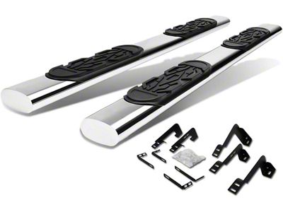 6-Inch Straight Nerf Side Step Bars; Stainless Steel (04-13 Sierra 1500 Crew Cab)