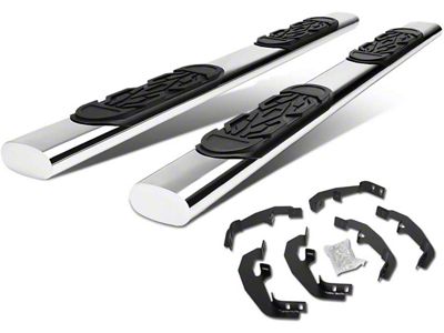 6-Inch Straight Nerf Side Step Bars; Stainless Steel (19-24 Sierra 1500 Crew Cab)