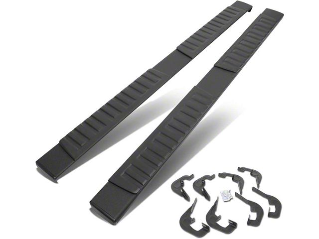 6-Inch Wide Flat Running Boards; Black (07-18 Sierra 1500 Crew Cab)