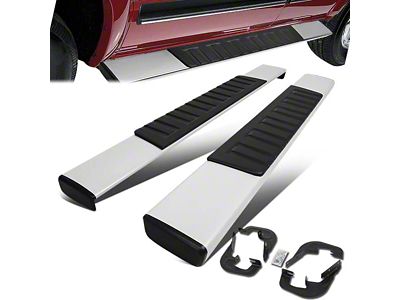 6-Inch Wide Flat Running Boards; Silver (07-18 Sierra 1500 Regular Cab)