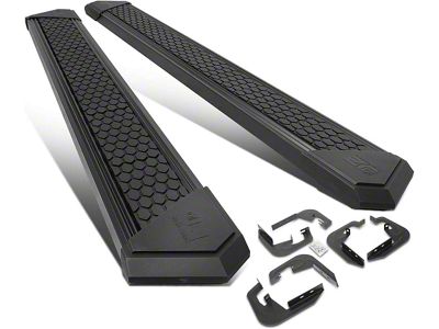 8-Inch Flat Step Bar Running Boards; Black (07-18 Sierra 1500 Extended/Double Cab)