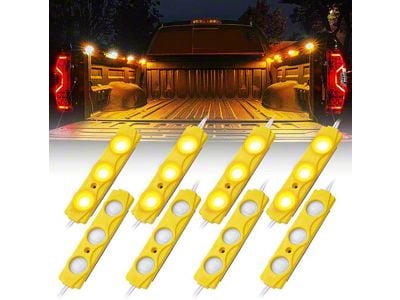 8-LED Rock Light Pod Truck Bed Lighting Kit; Amber (Universal; Some Adaptation May Be Required)