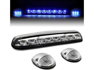 Blue LED Roof Cab Lights; Chrome (02-06 Sierra 1500)