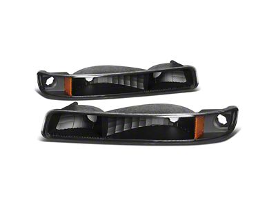 Bumper Lights with Amber Corners; Black (99-06 Sierra 1500, Excluding C3 & Denali)