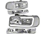 C-BAR LED DRL Headlights with Clear Corners; Chrome Housing; Clear Lens (99-06 Sierra 1500)