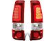 C-Bar LED Tail Lights; Chrome Housing; Red Lens (99-03 Sierra 1500 Fleetside)