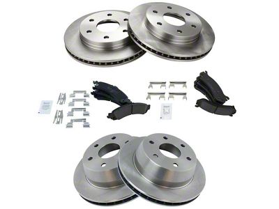 Ceramic 6-Lug Brake Rotor and Pad Kit; Front and Rear (02-04 Sierra 1500 w/ 13-Inch Rotors & Quadrasteer; 05-06 4WD Sierra 1500 w/ 13-Inch Rotors & Quadrasteer)