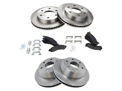 Ceramic 6-Lug Brake Rotor and Pad Kit; Front and Rear (02-04 Sierra 1500 w/ 13-Inch Rotors & Quadrasteer; 05-06 4WD Sierra 1500 w/ 13-Inch Rotors & Quadrasteer)