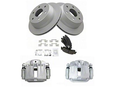 Ceramic 6-Lug Brake Rotor, Pad and Caliper Kit; Rear (99-02 Sierra 1500)