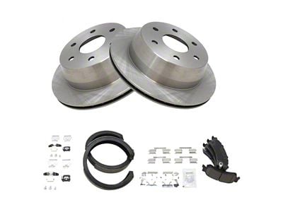 Ceramic 6-Lug Brake Rotor, Pad and Parking Shoe Kit; Rear (99-06 Sierra 1500)