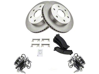 Ceramic 6-Lug Brake Rotor, Pad and Wheel Bearing Kit; Front (99-04 2WD Sierra 1500; 2005 Sierra 1500)