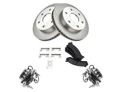 Ceramic 6-Lug Brake Rotor, Pad and Wheel Bearing Kit; Front (99-04 2WD Sierra 1500; 2005 Sierra 1500)