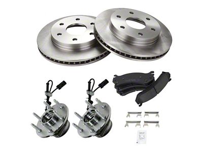 Ceramic 6-Lug Brake Rotor, Pad and Wheel Bearing Kit; Front (99-06 4WD Sierra 1500 Regular Cab, Extended Cab)