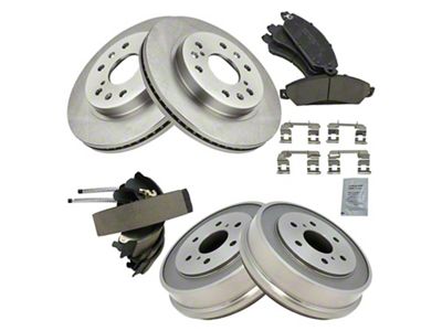 Ceramic 6-Lug Brake Rotor, Pad, Shoe and Drum Kit; Front and Rear (05-06 Sierra 1500)