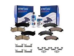 Ceramic Brake Pads with Brake Fluid and Cleaner; Front and Rear (01-06 Sierra 1500 w/ Dual Piston Rear Calipers)