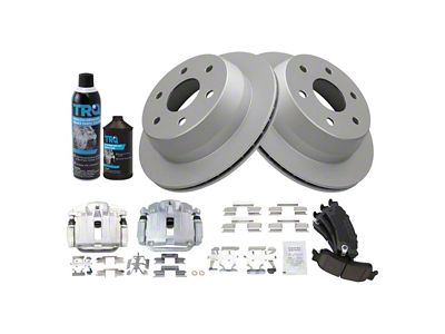 Ceramic 6-Lug Brake Rotor, Pad and Caliper Kit; Rear (99-02 Sierra 1500 w/ Single Piston Rear Calipers)