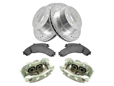 Ceramic Performance 6-Lug Brake Rotor, Pad and Caliper Kit; Rear (99-06 Sierra 1500 w/ Dual Piston Rear Calipers)