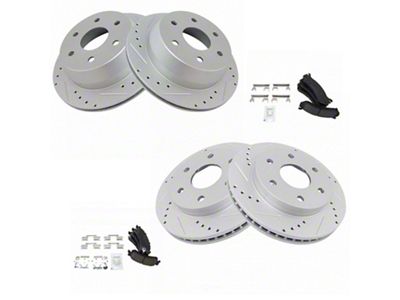 Ceramic Performance 6-Lug Brake Rotor and Pad Kit; Front and Rear (99-06 Sierra 1500 w/ Single Piston Rear Calipers)