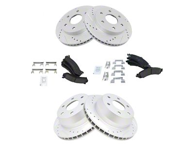 Ceramic Performance 6-Lug Brake Rotor and Pad Kit; Front and Rear (02-06 Sierra 1500 w/ Dual Piston Rear Calipers)
