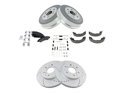 Ceramic Performance 6-Lug Brake Rotor, Pad, Shoe and Drum Kit; Front and Rear (09-13 Sierra 1500 w/ Rear Drum Brakes)