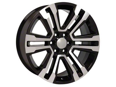 Denali Style Black Machined 6-Lug Wheel; 22x9; 24mm Offset (14-18 Sierra 1500)