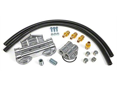 Double Oil Filter Relocation Kit with 90-Degree Bypass; 18mm x 1.50 Threads (99-13 4.3L Sierra 1500)