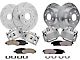 Drilled and Slotted 6-Lug Brake Rotor, Pad and Caliper Kit; Front and Rear (08-13 Sierra 1500 w/ Rear Disc Brakes)