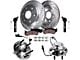 Drilled and Slotted 6-Lug Brake Rotor, Pad, Hub Assembly and Outer Tie Rod Kit; Front (07-13 2WD Sierra 1500)