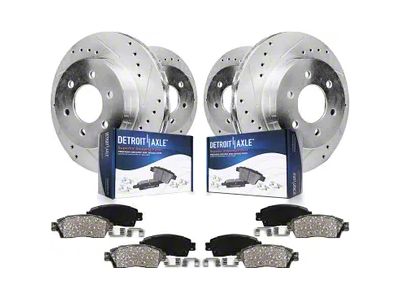 Drilled and Slotted 6-Lug Brake Rotor and Pad Kit; Front and Rear (14-18 Sierra 1500)