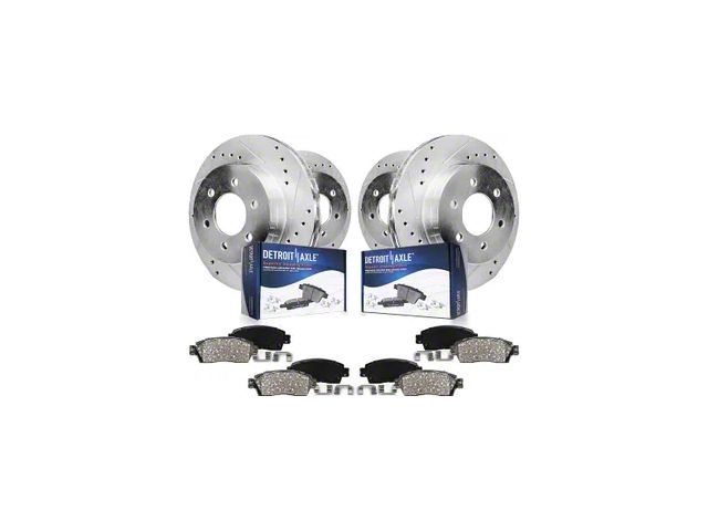 Drilled and Slotted 6-Lug Brake Rotor and Pad Kit; Front and Rear (14-18 Sierra 1500)