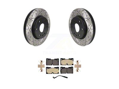 Drilled and Slotted 6-Lug Brake Rotor and Ceramic Pad Kit; Front (23-25 Sierra 1500)