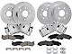 Drilled and Slotted 6-Lug Brake Rotor, Pad and Caliper Kit; Front and Rear (01-06 Sierra 1500 w/ Dual Piston Rear Calipers)