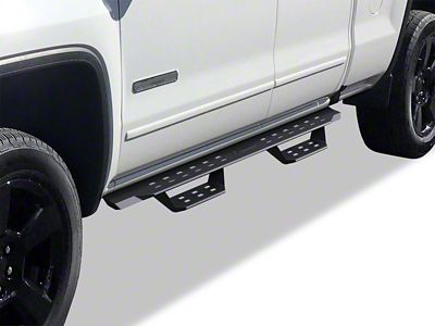 Drop Down Style Nerf Side Step Bars; Matte Black (07-18 Sierra 1500 Extended/Double Cab)