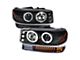 Dual Halo Projector Headlights with LED Sequential Turn Signals Bumper Lights; Matte Black Housing; Clear Lens (99-06 Sierra 1500, Excluding Denali)