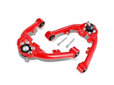 Dual Shock Mount Front Upper Control Arms for 2 to 4-Inch Lift; Red/Black (99-06 Sierra 1500)