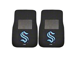 Embroidered Front Floor Mats with Seattle Kraken Logo; Black (Universal; Some Adaptation May Be Required)