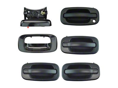 Exterior Door and Tailgate Handles; Paint to Match Black (04-06 Sierra 1500 Crew Cab)