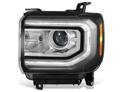 Factory Style Headlight with Amber Corner; Black Housing; Clear Lens; Driver Side (16-18 Sierra 1500)