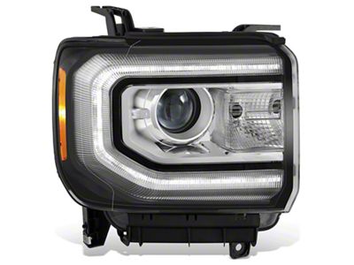 Factory Style Headlight with Amber Corner; Black Housing; Clear Lens; Passenger Side (16-18 Sierra 1500)