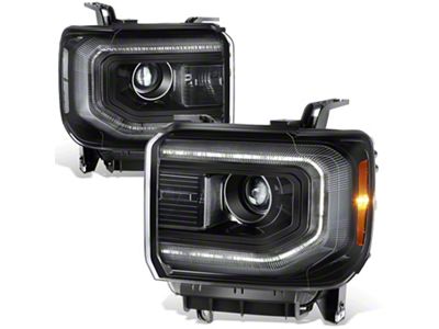 Factory Style Headlights with Clear Corner; Black Housing; Clear Lens (16-18 Sierra 1500)