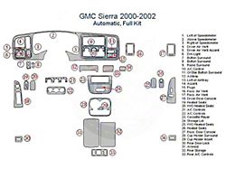 Full Dash Trim Kit; Zebra Rosewood Finish (00-02 Sierra 1500 w/ Automatic Transmission)