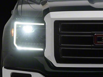 Full LED DRL Projector Headlights; Black Housing; Clear Lens (14-15 Sierra 1500)