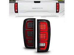 Full LED Tail Lights with Sequential Turn Signal; Black Housing; Smoked Lens (19-25 Sierra 1500 w/ Factory Halogen Tail Lights)