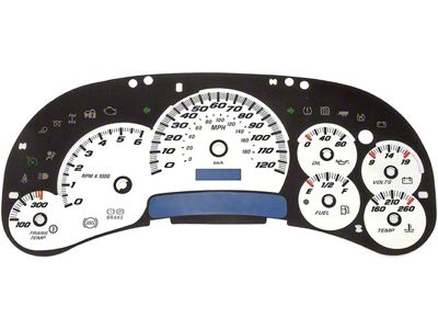 Instrument Cluster Upgrade Kit with Transmission Temperature; White (03-05 Sierra 1500 w/ Automatic Transmission; 2006 Sierra 1500)