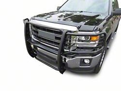 Grille Guard with 5.30-Inch Red Round Flood LED Lights; Black (14-18 Sierra 1500, Excluding Denali)