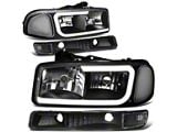 LED DRL Headlights with Clear Corner Nights; Black Housing; Clear Lens (99-06 Sierra 1500, Excluding Denali)