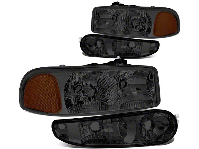 Factory Style Headlights with Amber Corner Lights; Chrome Housing; Clear Lens (02-06 Sierra 1500 Denali)
